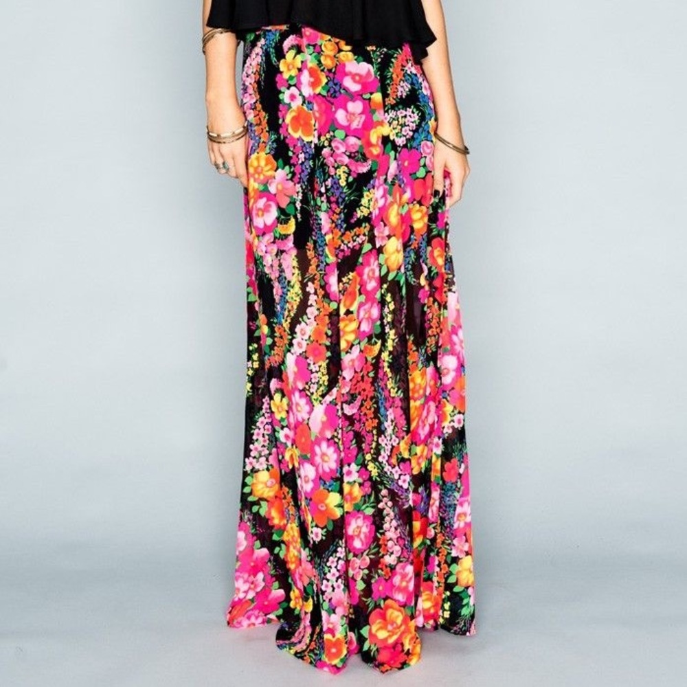 Show Me Your Mumu Fluorescent Floral Maxi Skirt